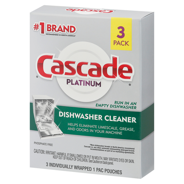 BRAND NEW Cascade PLATINUM DISHWASHER CLEANER 3 PACK of Individual Pouches