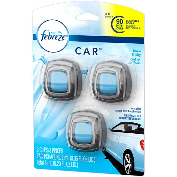 Febreze Linen & Sky Car Vent Clip Air Freshener 2 Count