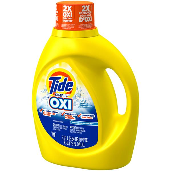 Tide Simply Plus Oxi Liquid Laundry Detergent, Refreshing Breeze Scent ...