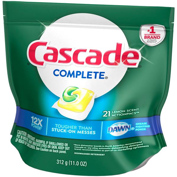 Cascade Complete ActionPacs Dishwasher Detergent, Lemon Scent 21Ct | Hy ...