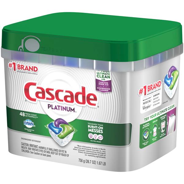 Cascade Platinum Dawn Fresh Scent Action Pacs Dishwasher Detergent 48Ct