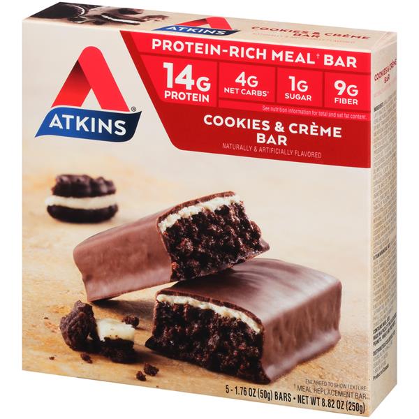 Atkins Cookies & Creme Protein-Rich Meal Bar 5-1.76 oz Bars | Hy-Vee ...