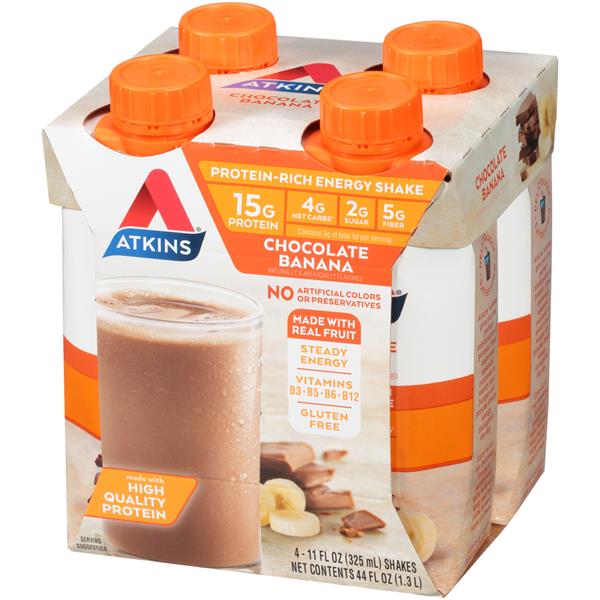 Atkins Chocolate Banana Protein-Rich Energy Shakes 4Pk | Hy-Vee Aisles ...