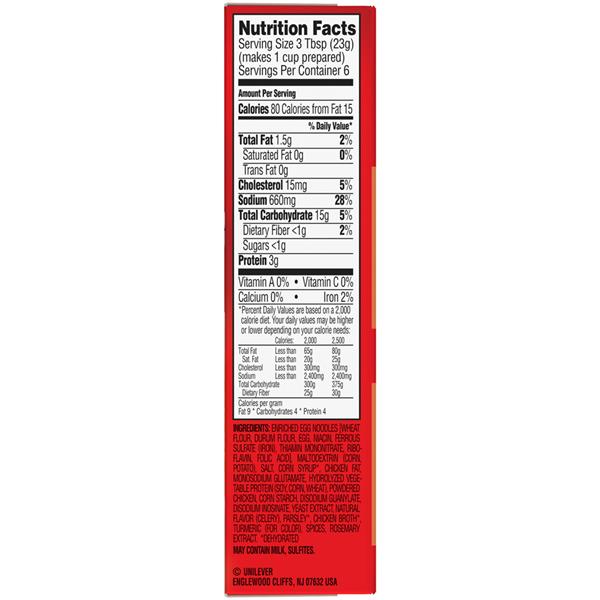 Cup Of Noodles Nutrition Label