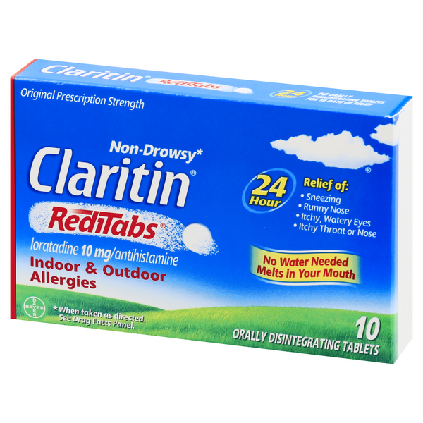 Claritin Non-Drowsy RediTabs Indoor & Outdoor Allergies 24 Hour Relief ...