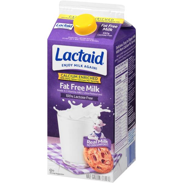 Lactaid 100% Lactose Free Fat Free Calcium Enriched Milk | Hy-Vee ...