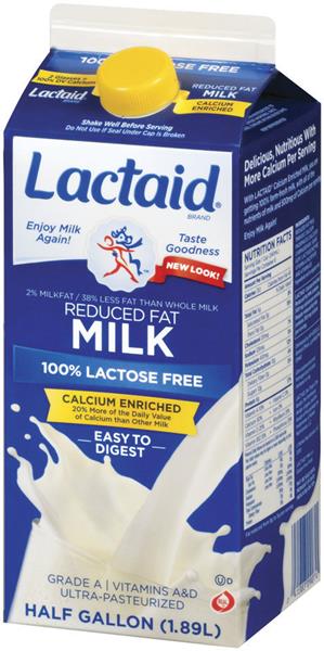 Lactaid 100% Lactose Free Reduced Fat Calcium Enriched Milk 