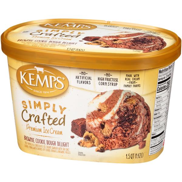 Kemps Simply Crafted Brownie Cookie Dough Delight Premium Ice Cream