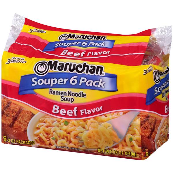 Maruchan Beef Flavor Ramen Noodle Soup Souper 6Pk, 6-3 oz Packages | Hy ...