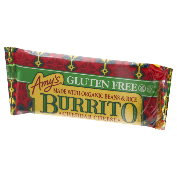 Amy's Gluten Free Cheddar Cheese Burrito with Organic Beans & Rice Hy