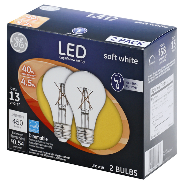 GE LED 40W Light Bulbs, Soft White, General Purpose | Hy-Vee Aisles ...