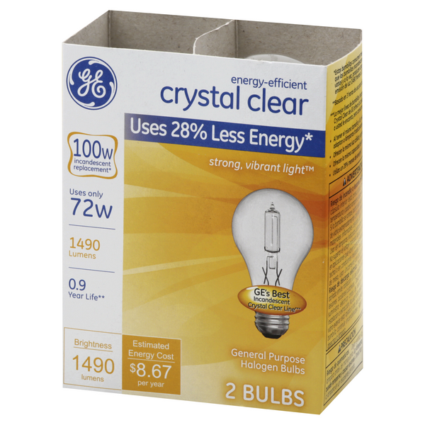 GE Energy Efficient Crystal Clear 72 Watt General Purpose Halogen Bulbs ...