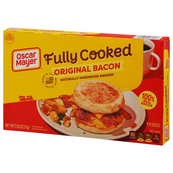 Oscar Mayer Fully Cooked Original Bacon 2.52 oz. Box | Hy ...