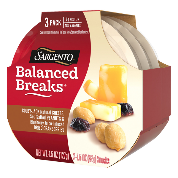 Sargento Balanced Breaks Colby-Jack Natural Cheese/Sea-Salted Peanuts ...