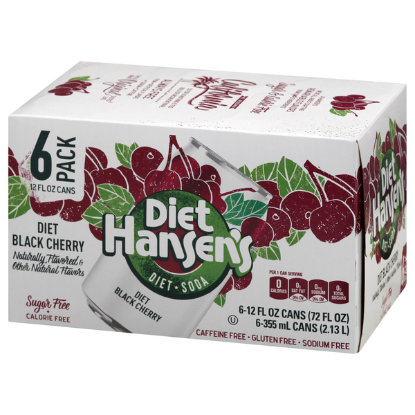 Hansen's Diet Black Cherry Soda 6pk 