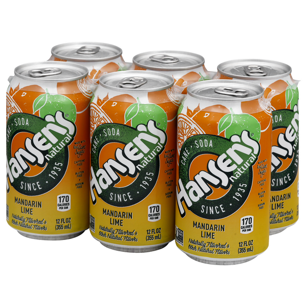 Hansen's Natural Cane Mandarin Lime Soda 6Pk | Hy-Vee Aisles Online ...