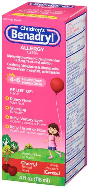 Children's Benadryl Cherry Flavored Allergy Liquid | Hy-Vee Aisles ...