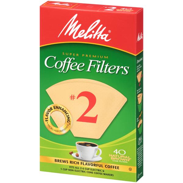 Melitta Natural Brown Paper Cone Coffee Filters #2 Size | Hy-Vee Aisles