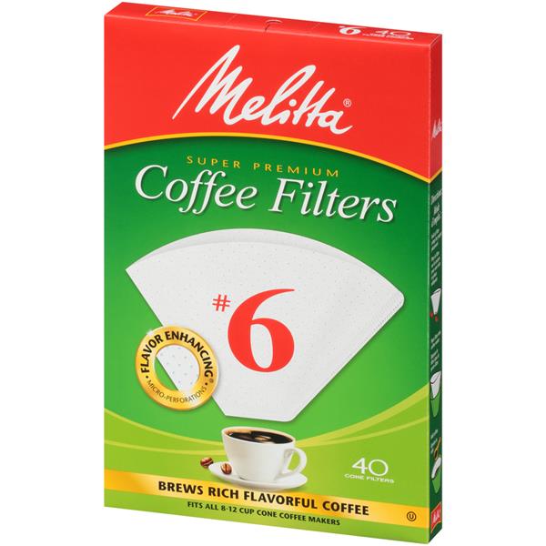 Melitta White Paper Cone Coffee Filters #6 Size | Hy-Vee ...