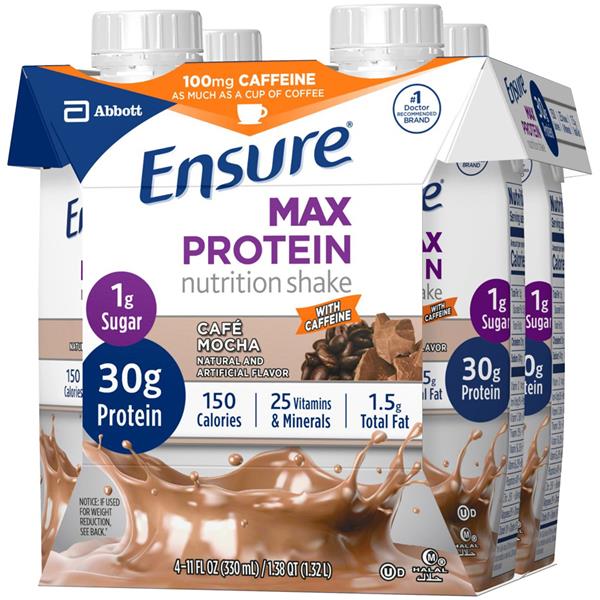 Ensure Max Protein Cafe Mocha Nutrition Shake ReadytoDrink 4Pk Hy