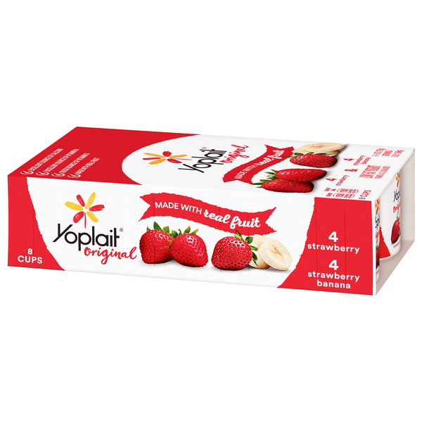 Yoplait Original Strawberrystrawberry Banana Low Fat Yogurt Variety Pack 8ct Hy Vee Aisles