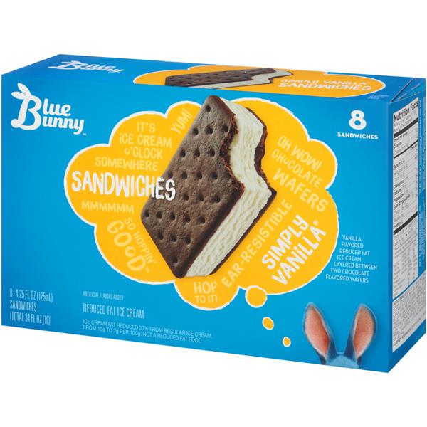 Blue Bunny Simply Vanilla Ice Cream Sandwiches 8ct Hy Vee Aisles