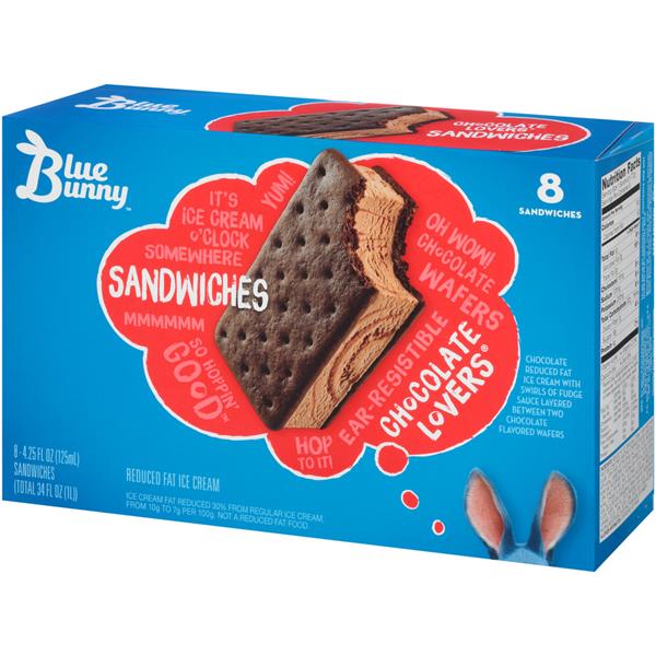 Blue Bunny Chocolate Lovers Ice Cream Sandwiches 8-4.25 Fl Oz | Hy-Vee ...