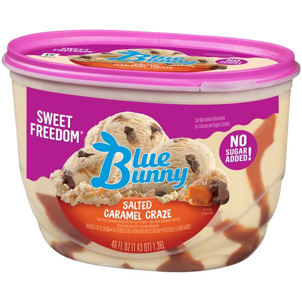 Blue Bunny Sweet Freedom No Sugar Added Salted Caramel Craze Ice Cream ...