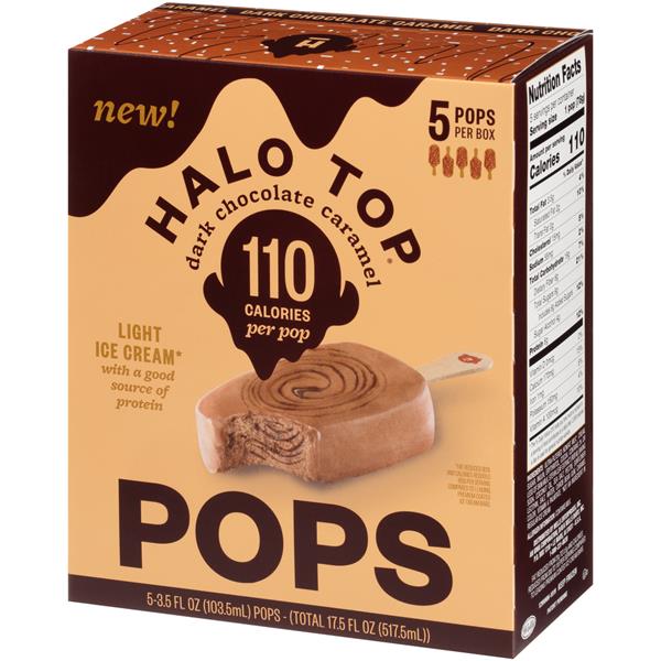 Halo Top Dark Chocolate Caramel Light Ice Cream Pops 53.5 Fl Oz Hy
