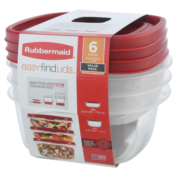 Rubbermaid 3 And 5 Cup Value Pack Easy Find Lids Value Pack, Food Storage, Household