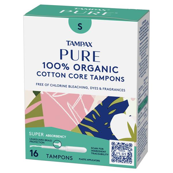 Tampax Pure 100 Organic Cotton Core Tampons Super Absorbency, Unscented HyVee Aisles Online