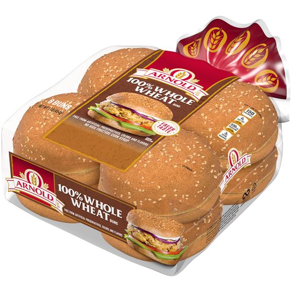 Arnold Whole Grains 100 Percent Whole Wheat Sandwich Buns 8Ct | Hy-Vee