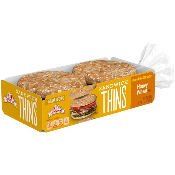 Oroweat Honey Wheat Sandwich Thins Rolls 6ct HyVee Aisles Online