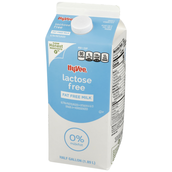 Hy-Vee 100% Lactose Free Fat Free Milk Half Gallon | Hy-Vee Aisles