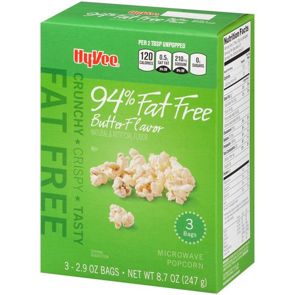 HyVee 94 Fat Free Butter Microwave Popcorn 3Ct HyVee Aisles Online Grocery Shopping