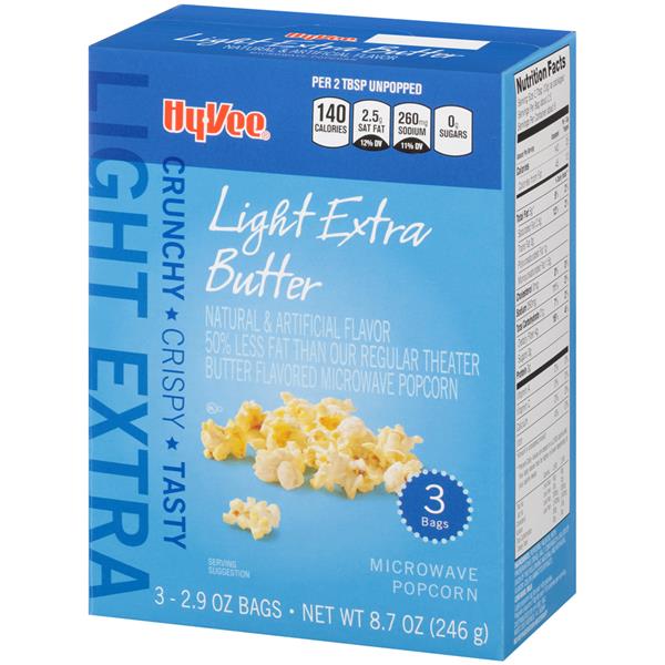 HyVee Light Extra Butter Microwave Popcorn 32.9 oz Bags HyVee