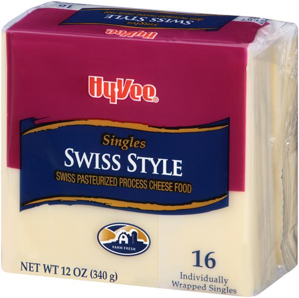 HyVee Singles Swiss Style Pasteurized Process Cheese Food 16Ct HyVee Aisles Online Grocery