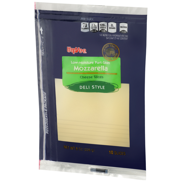 Hy-Vee Sliced Low-Moisture Part-Skim Mozzarella Cheese 10Ct