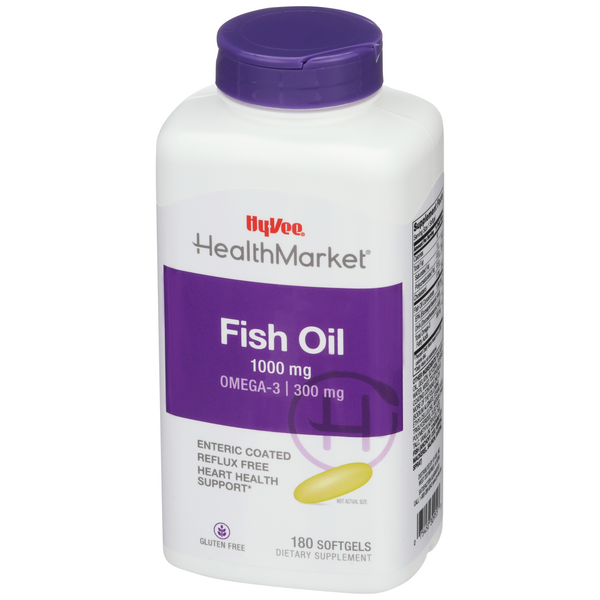 Hy-Vee HealthMarket Fish Oil 1000mg - Omega-3 Enteric Coated Softgels |  Hy-Vee Aisles Online Grocery Shopping