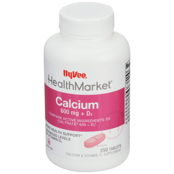 Hy-Vee HealthMarket Calcium 600 + D3 Caplets | Hy-Vee ...