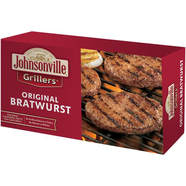 Johnsonville Grillers Original Brat Patties 2lb 6ct box (101718), Brats &  Sausages