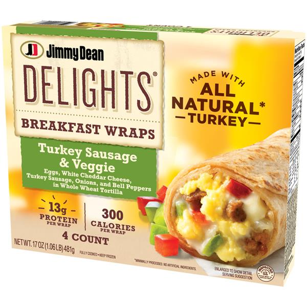 Jimmy Dean Delights Breakfast Wrap Turkey Sausage and Veggie 4Ct Hy