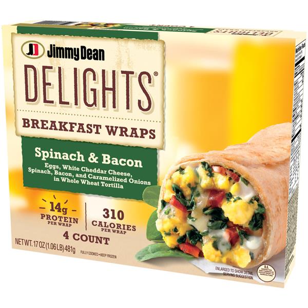 Jimmy Dean Delights Breakfast Wrap, Spinach And Bacon 4ct 