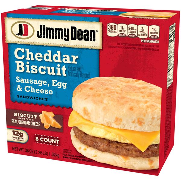 Jimmy Dean Cheddar Biscuit with Sausage, Egg and Cheese 8Ct | Hy-Vee ...