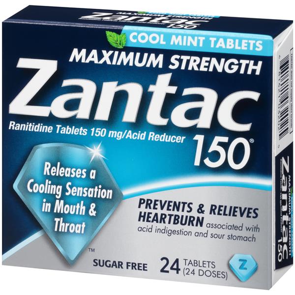 Zantac 150 Maximum Strength Cool Mint Acid Reducer Tablets HyVee