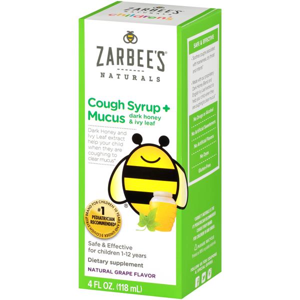 Zarbee S Naturals Dark Honey Ivy Leaf Cough Syrup Mucus Grape