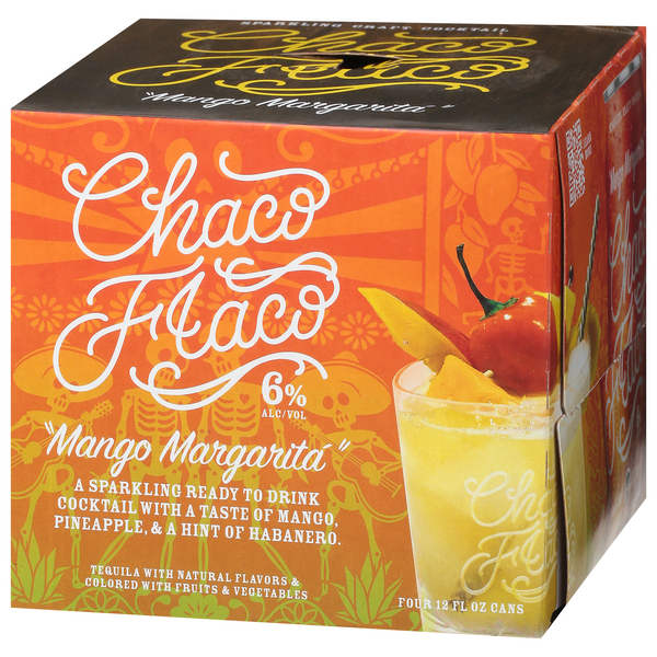 Chaco Flaco Sparkling Craft Cocktail, Mango Margarita, 4Pk | Hy