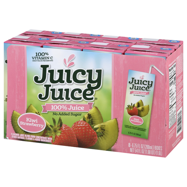 Juicy Juice Kiwi Strawberry Juice, 100% Juice, 8 Count, 6.75 Fl Oz 