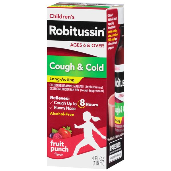 Children's Robitussin Cough Long-Acting (4 Fl. Oz, Fruit Punch Flavor ...