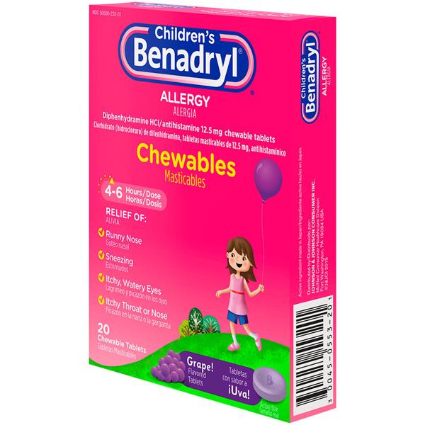 Children's Benadryl Allergy Chewables Grape Flavored Tablets | Hy-Vee ...